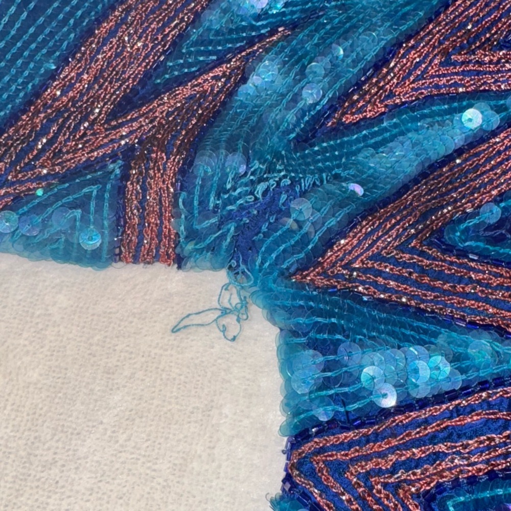 Blue and Purple Sequin Top with Bird Design - Picture 5 of 7